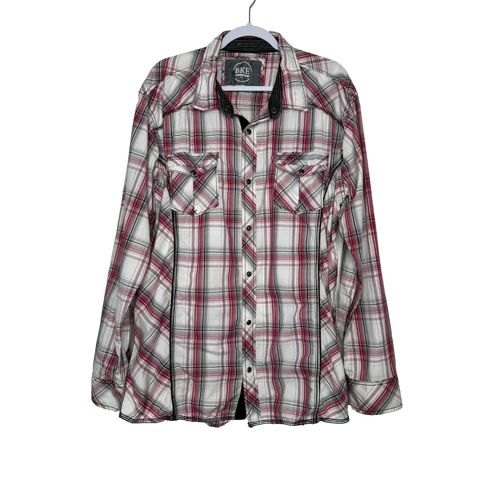Buckle Bke Pearl Snap Plaid Shirt Size 2XL Standard Fit Western